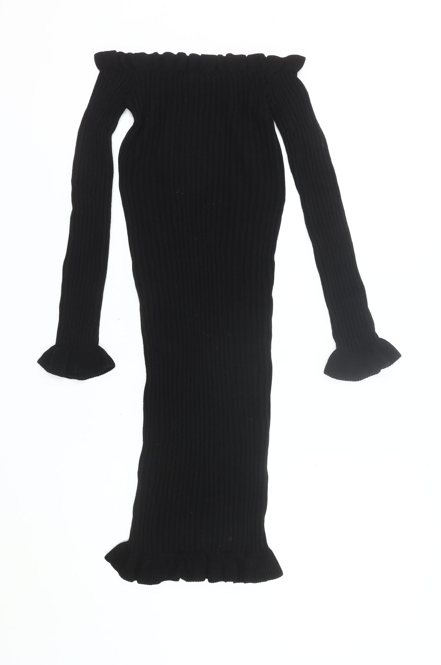 Boohoo Women’s Black Off Shoulder Bodycon Midi Dress Size S