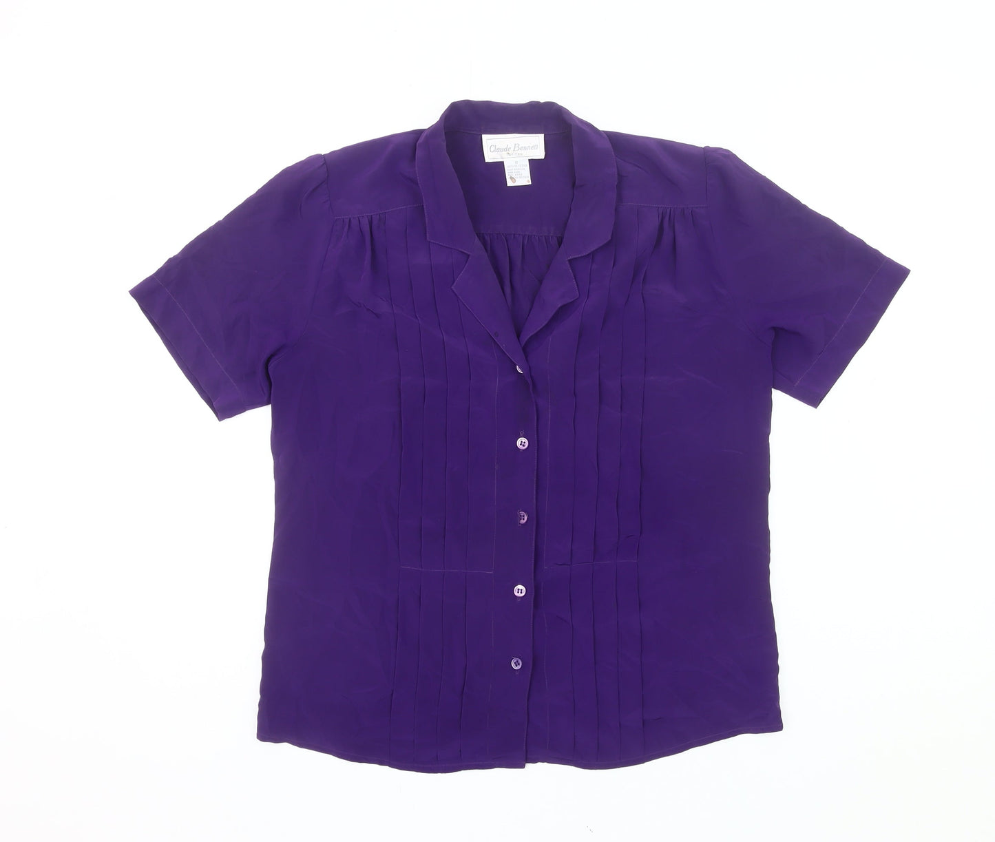 Claude Bennett Women’s Purple Petite Blouse Size 6 Short Sleeve
