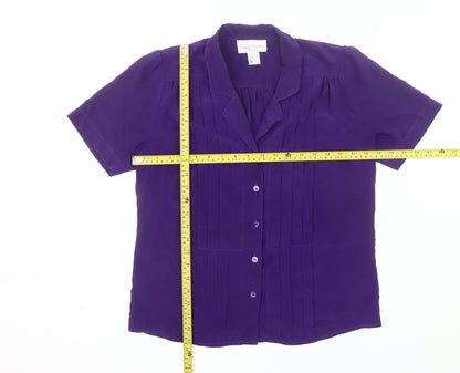 Claude Bennett Women’s Purple Petite Blouse Size 6 Short Sleeve