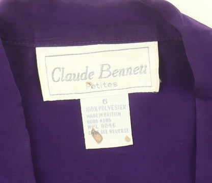 Claude Bennett Women’s Purple Petite Blouse Size 6 Short Sleeve