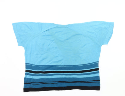 George Women’s Blue Striped V-Neck Short Sleeve Pullover Jumper Size 18