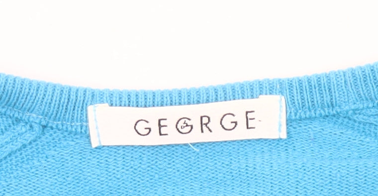 George Women’s Blue Striped V-Neck Short Sleeve Pullover Jumper Size 18