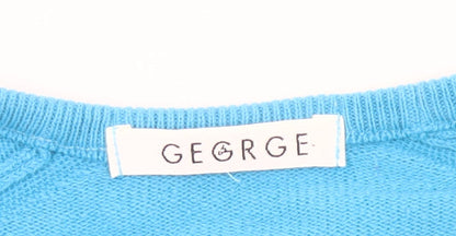 George Women’s Blue Striped V-Neck Short Sleeve Pullover Jumper Size 18
