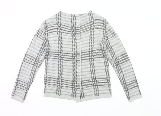 Debenhams Women Grey Checked Cardigan Size 14 Long Sleeve Acrylic