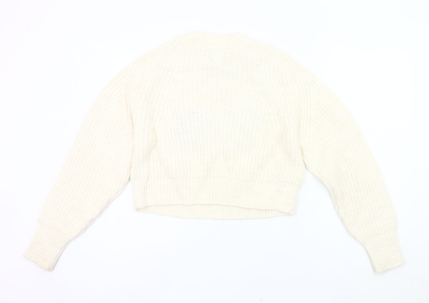 ASOS Design Women’s Ivory Logo Pullover Jumper UK 10 Chunky Knit