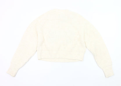 ASOS Design Women’s Ivory Logo Pullover Jumper UK 10 Chunky Knit