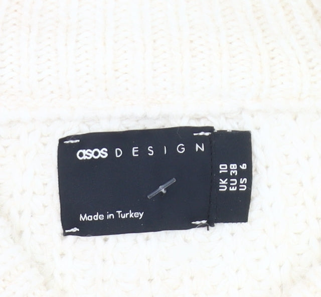 ASOS Design Women’s Ivory Logo Pullover Jumper UK 10 Chunky Knit