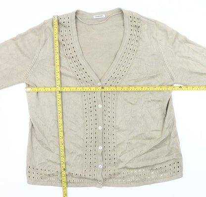 Damart Women’s Beige Cardigan Size 18 V-Neck Button Knit