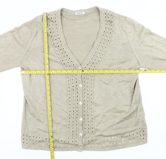 Damart Women’s Beige Cardigan Size 18 V-Neck Button Knit