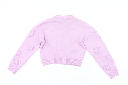 New Look Girls Purple Acrylic Knit Jumper Age 12-13 Pullover Long Sleeve