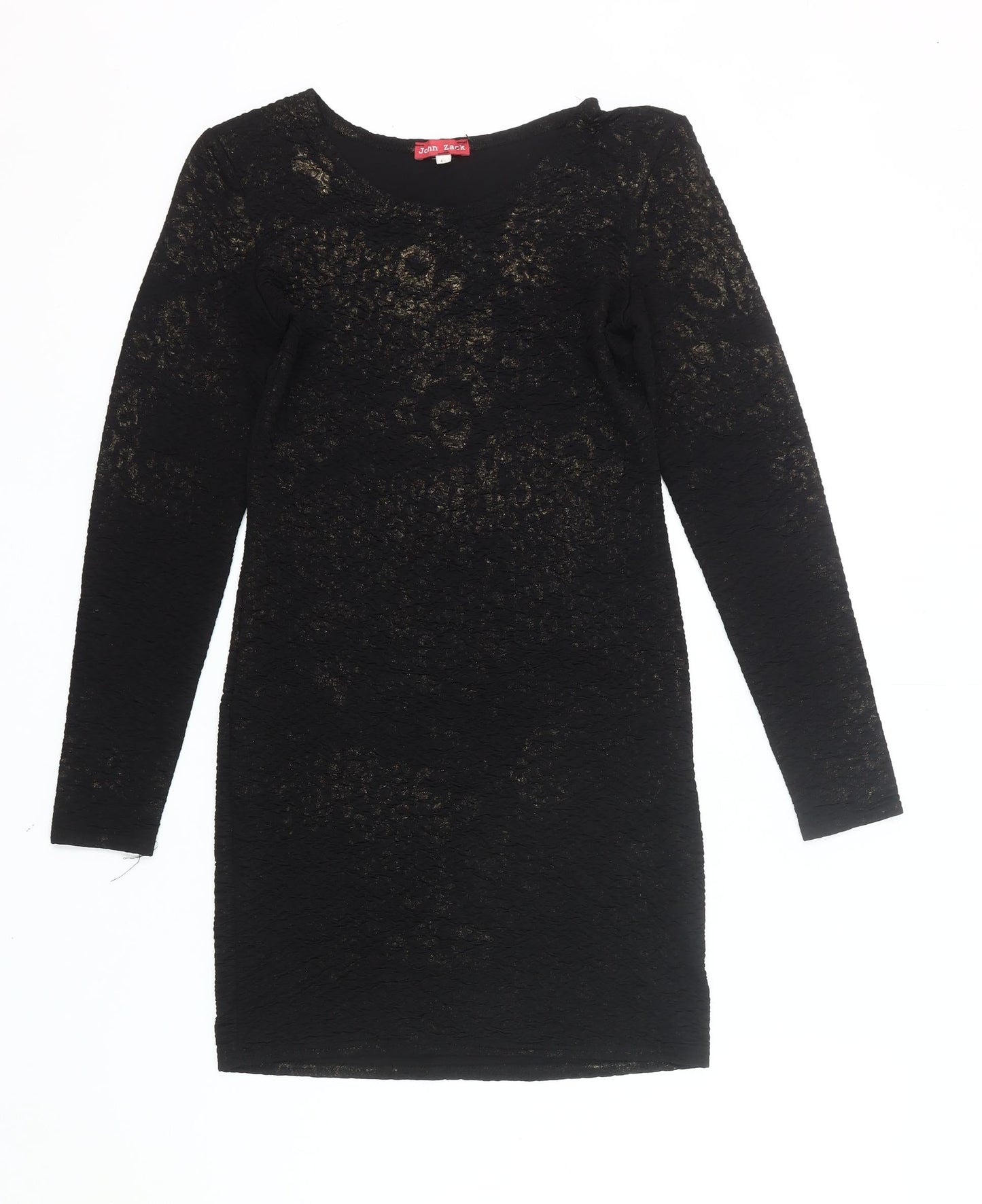 John Zack Women’s Black Lace Bodycon Dress Size 8 Long Sleeve Party