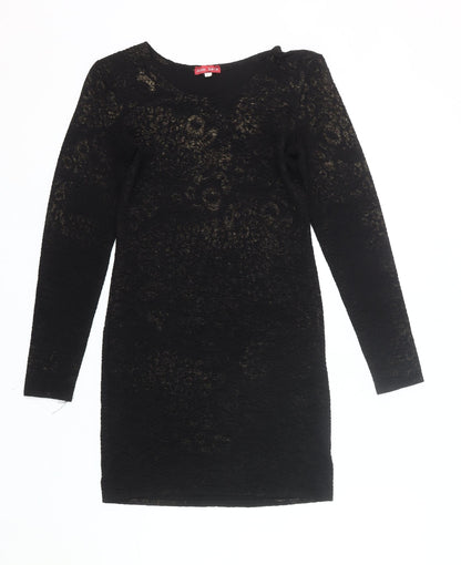 John Zack Women’s Black Lace Bodycon Dress Size 8 Long Sleeve Party