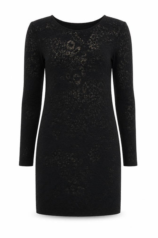 John Zack Women’s Black Lace Bodycon Dress Size 8 Long Sleeve Party