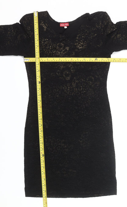 John Zack Women’s Black Lace Bodycon Dress Size 8 Long Sleeve Party