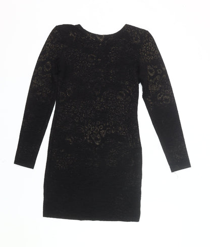 John Zack Women’s Black Lace Bodycon Dress Size 8 Long Sleeve Party