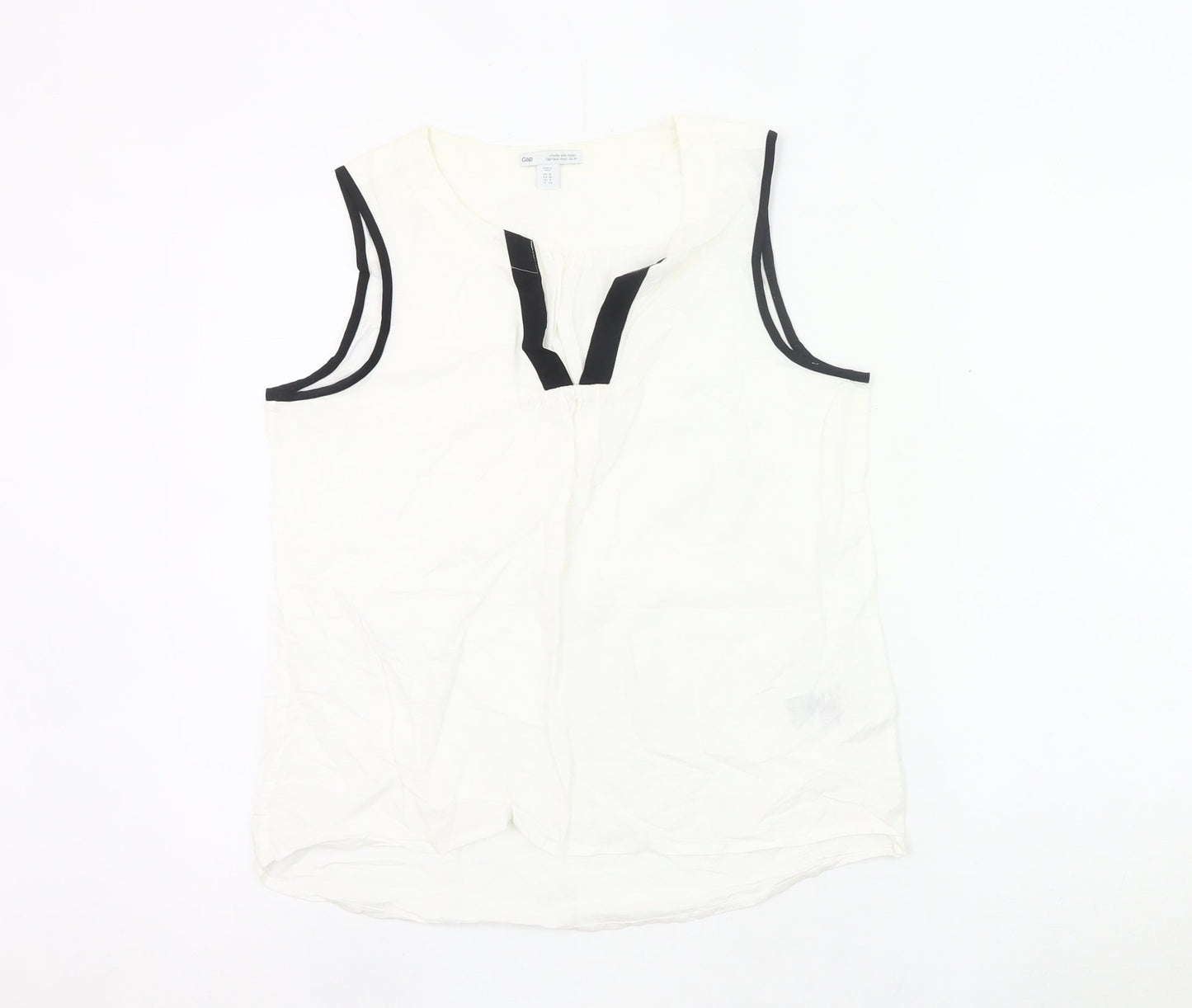 Gap Women’s White Linen Cotton Tunic Blouse Sleeveless UK 6