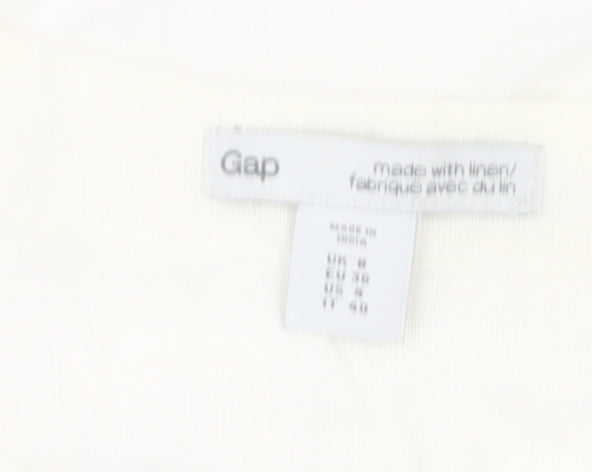 Gap Women’s White Linen Cotton Tunic Blouse Sleeveless UK 6