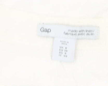 Gap Women’s White Linen Cotton Tunic Blouse Sleeveless UK 6