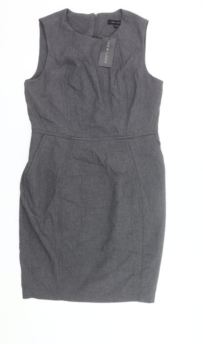 New Look Women Grey Sheath Knee Length Sleeveless Dress UK 12