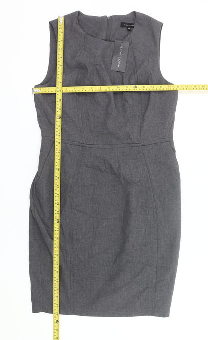 New Look Women Grey Sheath Knee Length Sleeveless Dress UK 12
