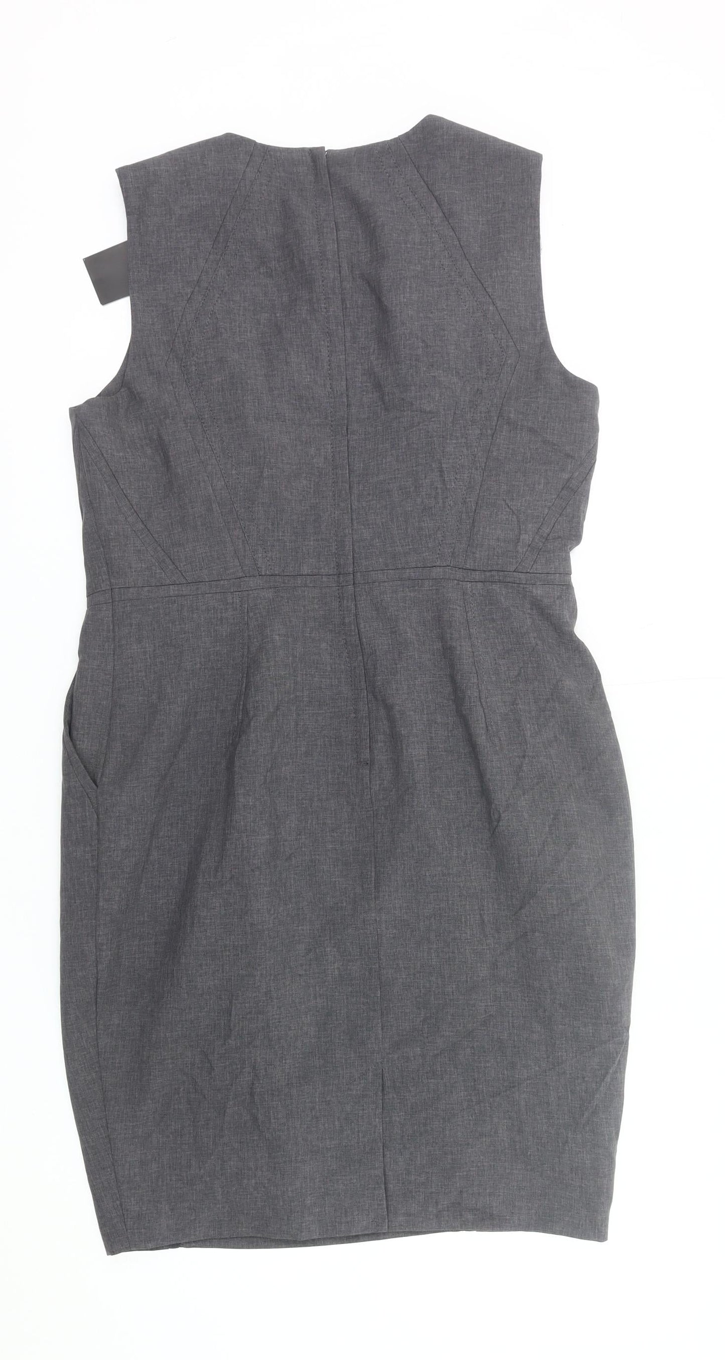 New Look Women Grey Sheath Knee Length Sleeveless Dress UK 12