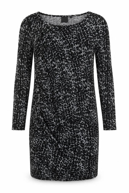 InWear Women’s Black Animal Print Bodycon Dress Size S Long Sleeve