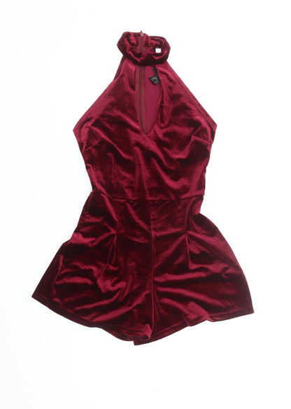 Atmosphere Women’s Red Velvet Halter Playsuit Size 6