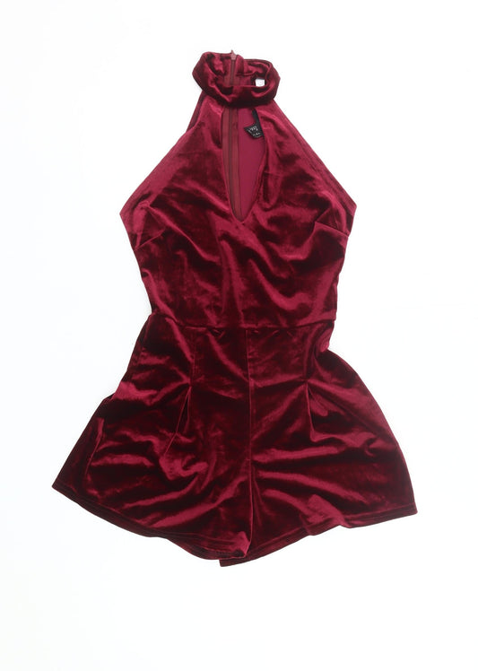 Atmosphere Women’s Red Velvet Halter Playsuit Size 6