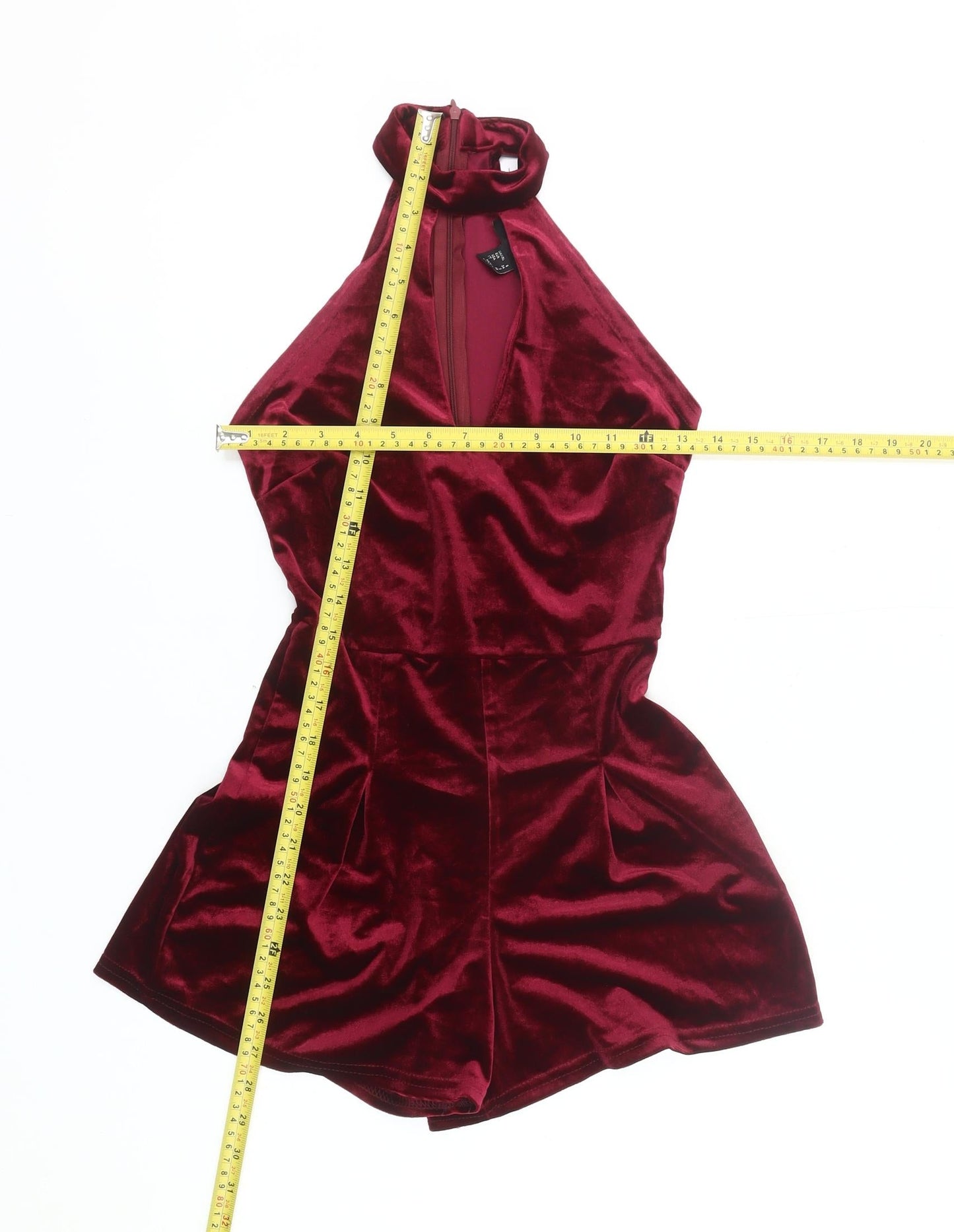 Atmosphere Women’s Red Velvet Halter Playsuit Size 6