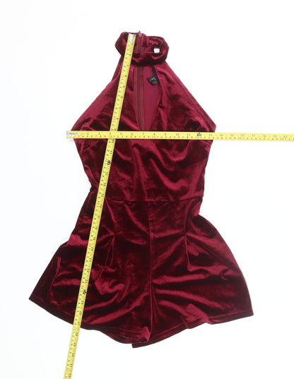 Atmosphere Women’s Red Velvet Halter Playsuit Size 6