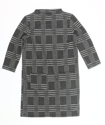 Tu Womens Black Check Shift Dress Size 8 Knee Length 3/4 Sleeve
