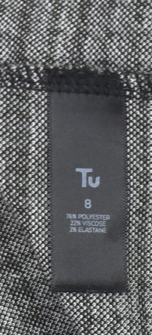 Tu Womens Black Check Shift Dress Size 8 Knee Length 3/4 Sleeve