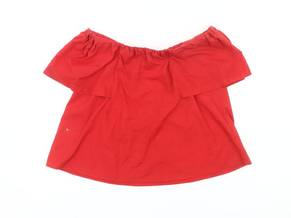 Topshop Women’s Red Off Shoulder Blouse UK 6 Summer Casual