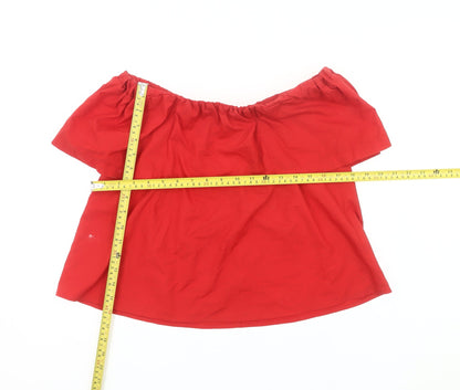 Topshop Women’s Red Off Shoulder Blouse UK 6 Summer Casual