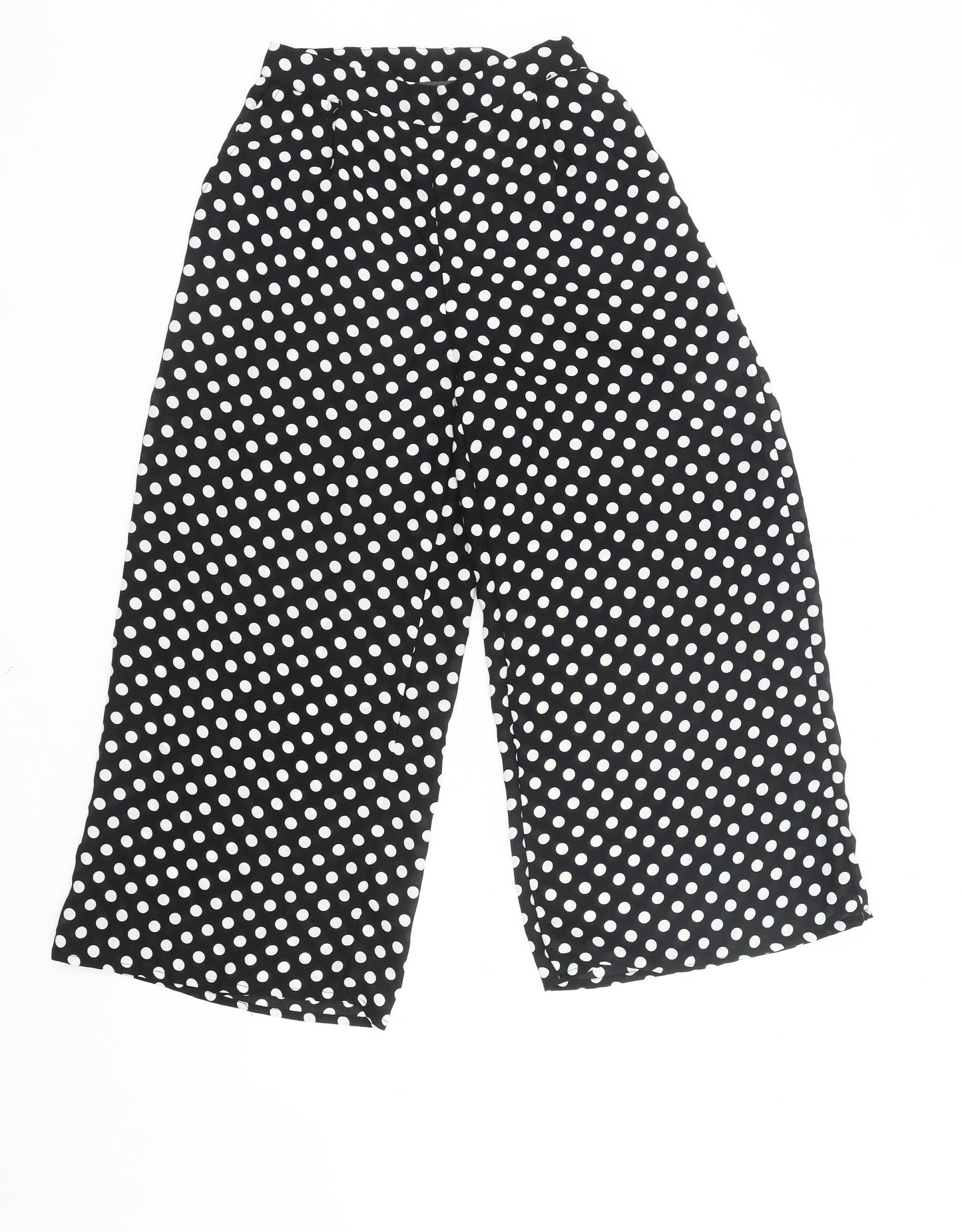 Primark Womens Black Polka Dot Wide-Leg Trousers Size 6