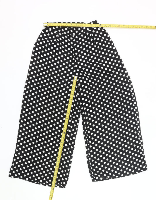 Primark Womens Black Polka Dot Wide-Leg Trousers Size 6