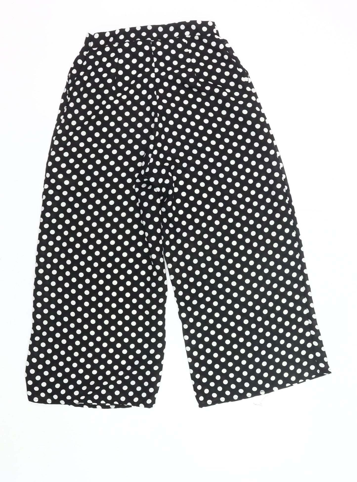 Primark Womens Black Polka Dot Wide-Leg Trousers Size 6