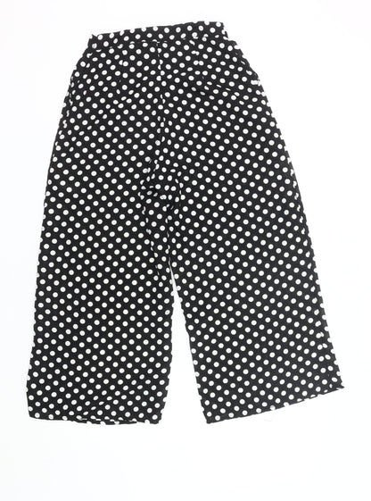 Primark Womens Black Polka Dot Wide-Leg Trousers Size 6
