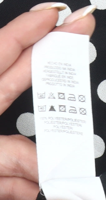 Primark Womens Black Polka Dot Wide-Leg Trousers Size 6