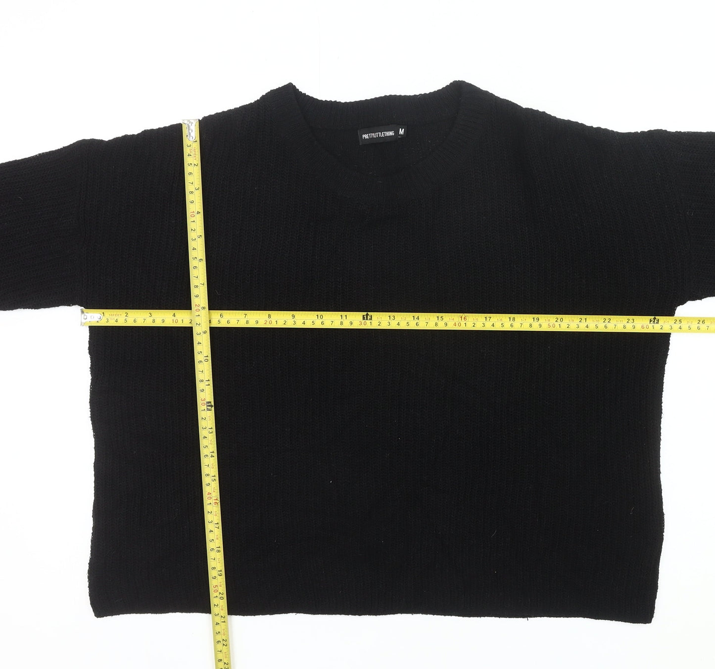 PrettyLittleThing Women's Black Chunky Knit Pullover Jumper Size M