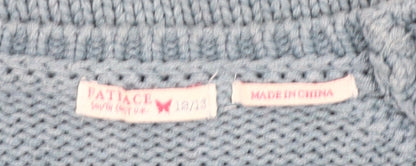 FatFace Girls Blue Cotton Blend Knit Jumper Pullover 12-13 Years