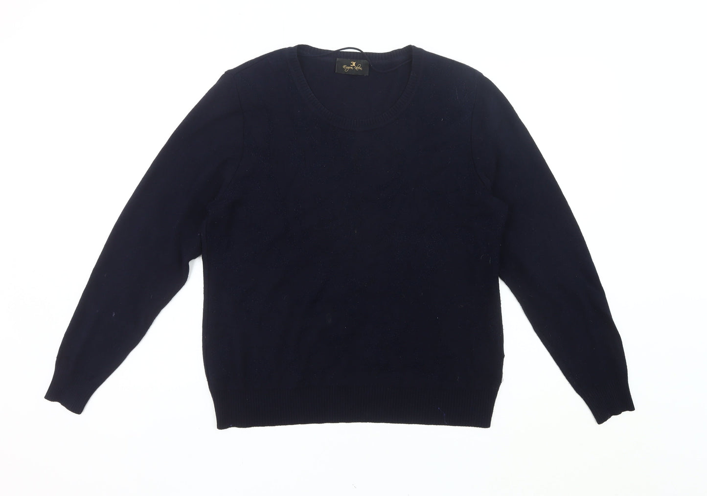 Eugen Klein Women Blue Size 14 Pullover Round Neck Knit Jumper