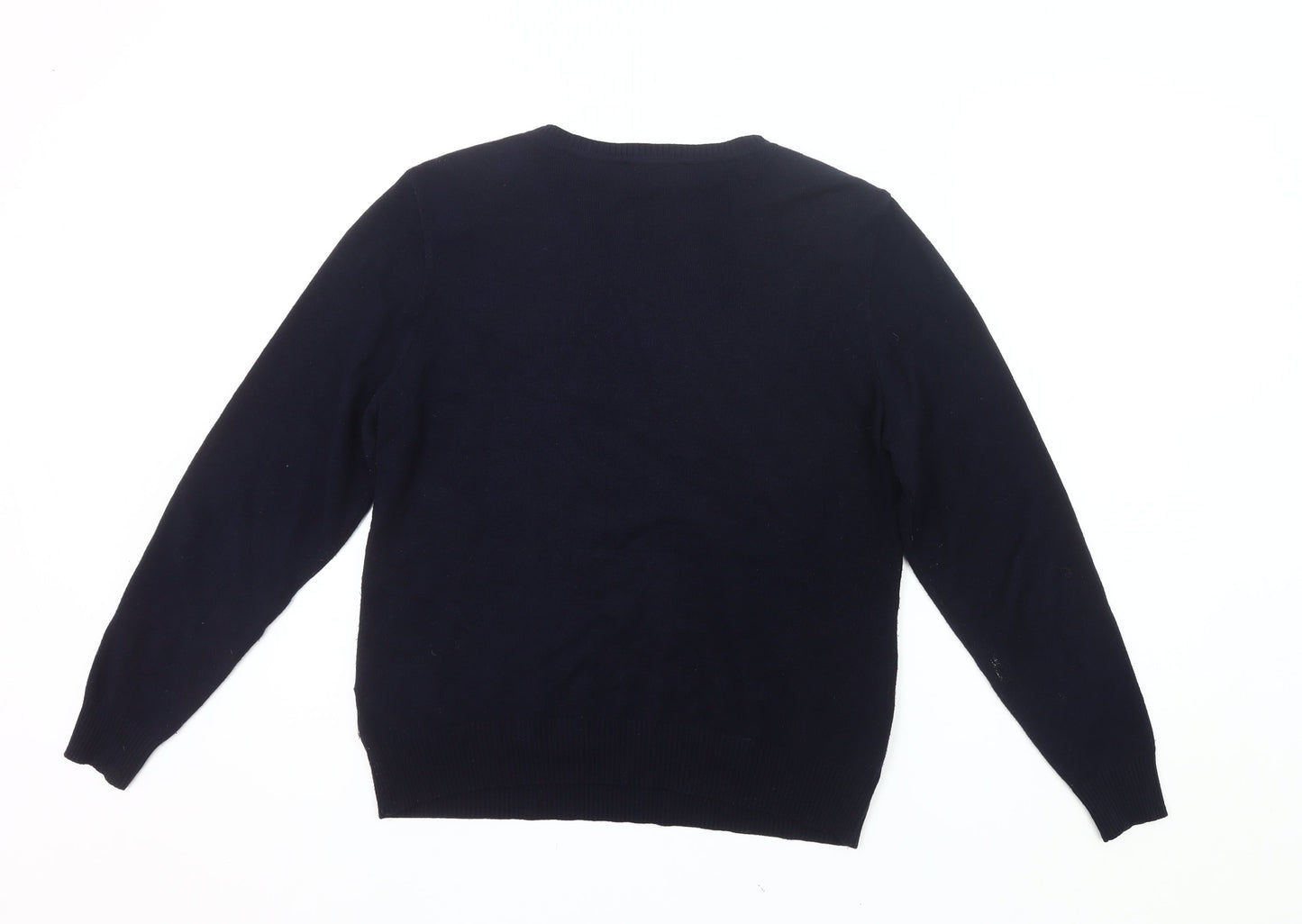 Eugen Klein Women Blue Size 14 Pullover Round Neck Knit Jumper