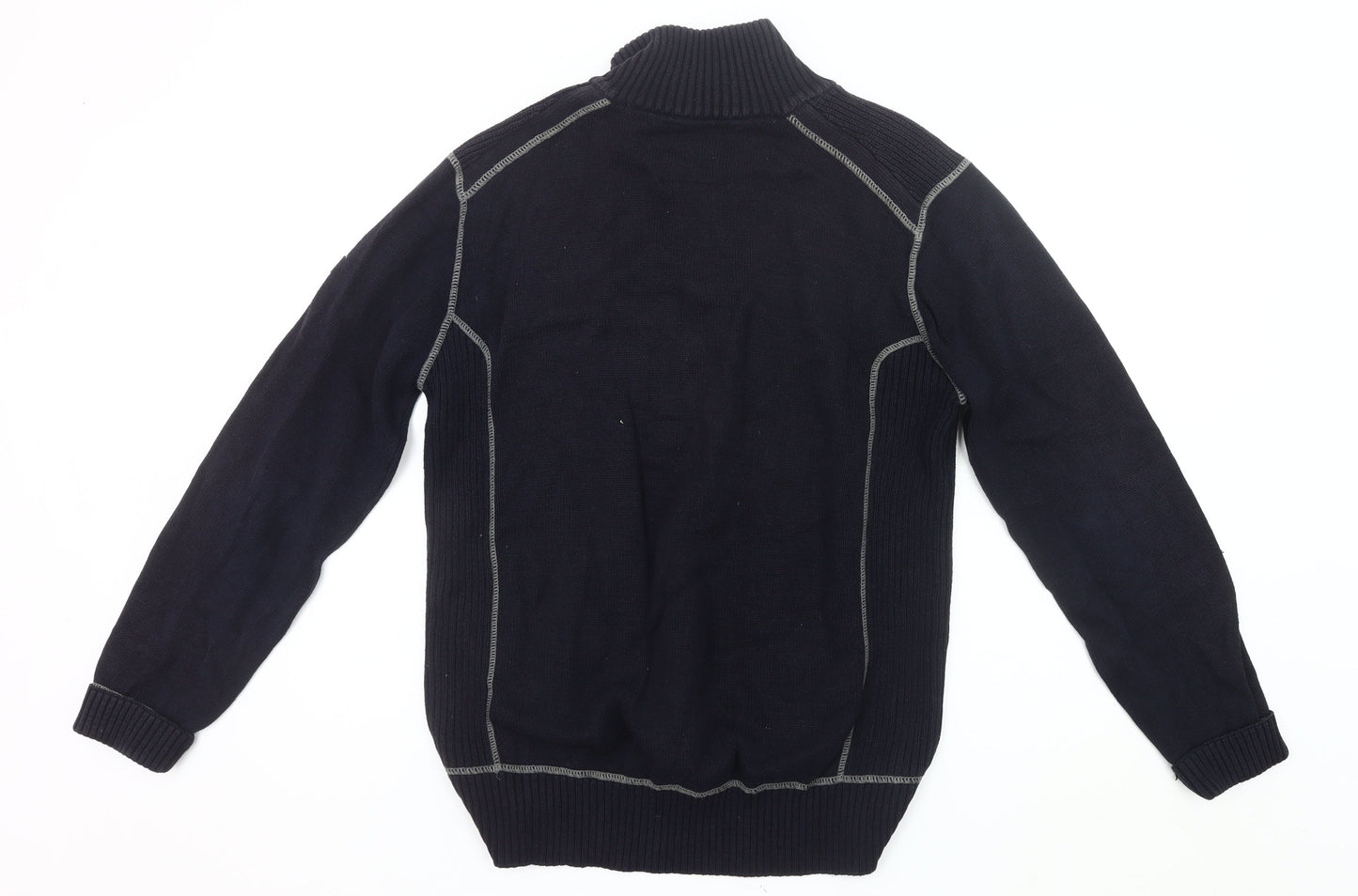 Next Mens Black High Neck 1/4 Zip Pullover Jumper Size L