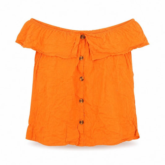Papaya Womens Orange Off Shoulder Button Blouse Size 20