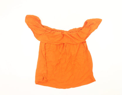 Papaya Womens Orange Off Shoulder Button Blouse Size 20