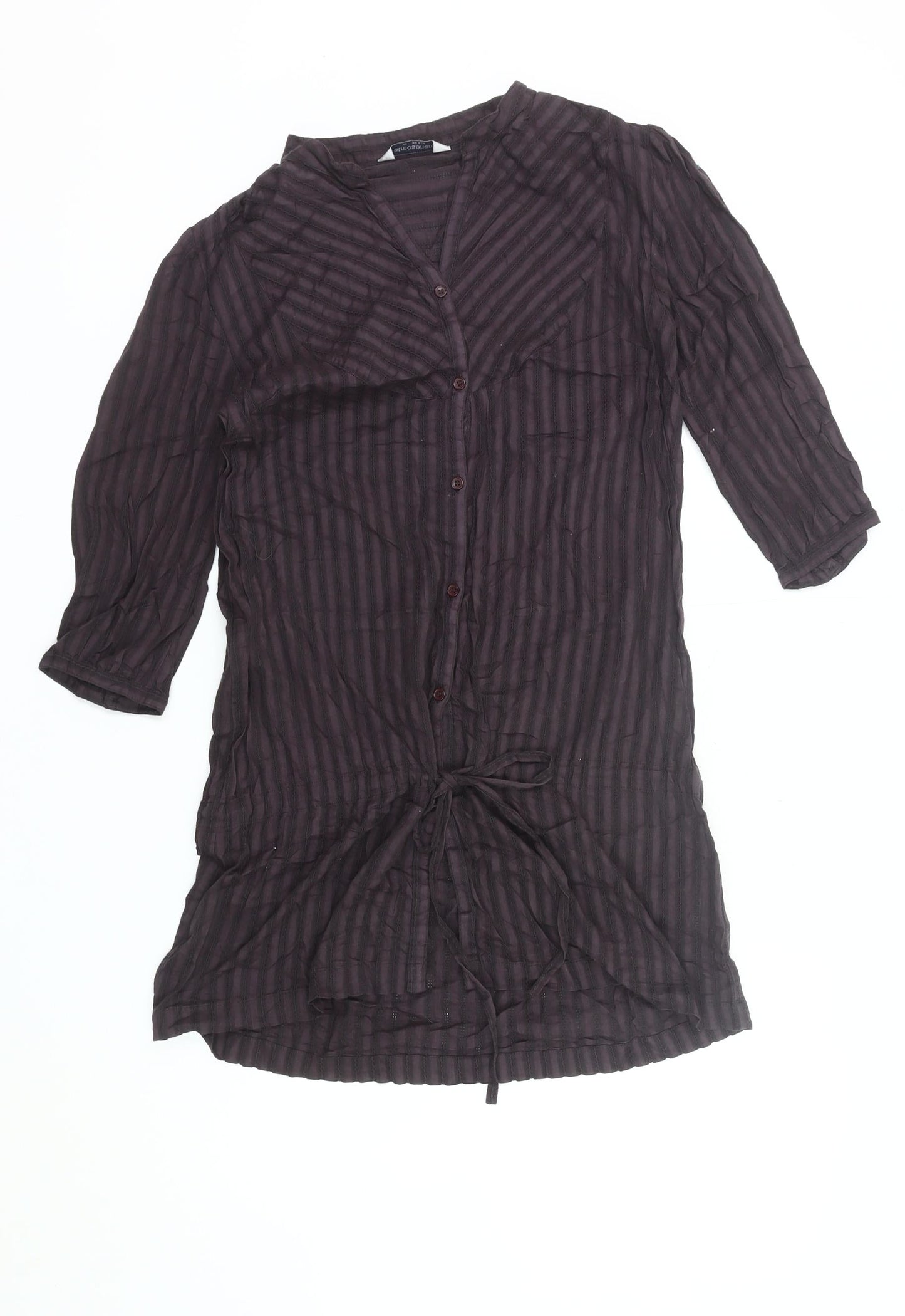 Atmosphere Women’s Brown Striped Tunic Blouse Size 10 V-Neck