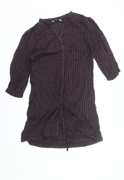 Atmosphere Women’s Brown Striped Tunic Blouse Size 10 V-Neck