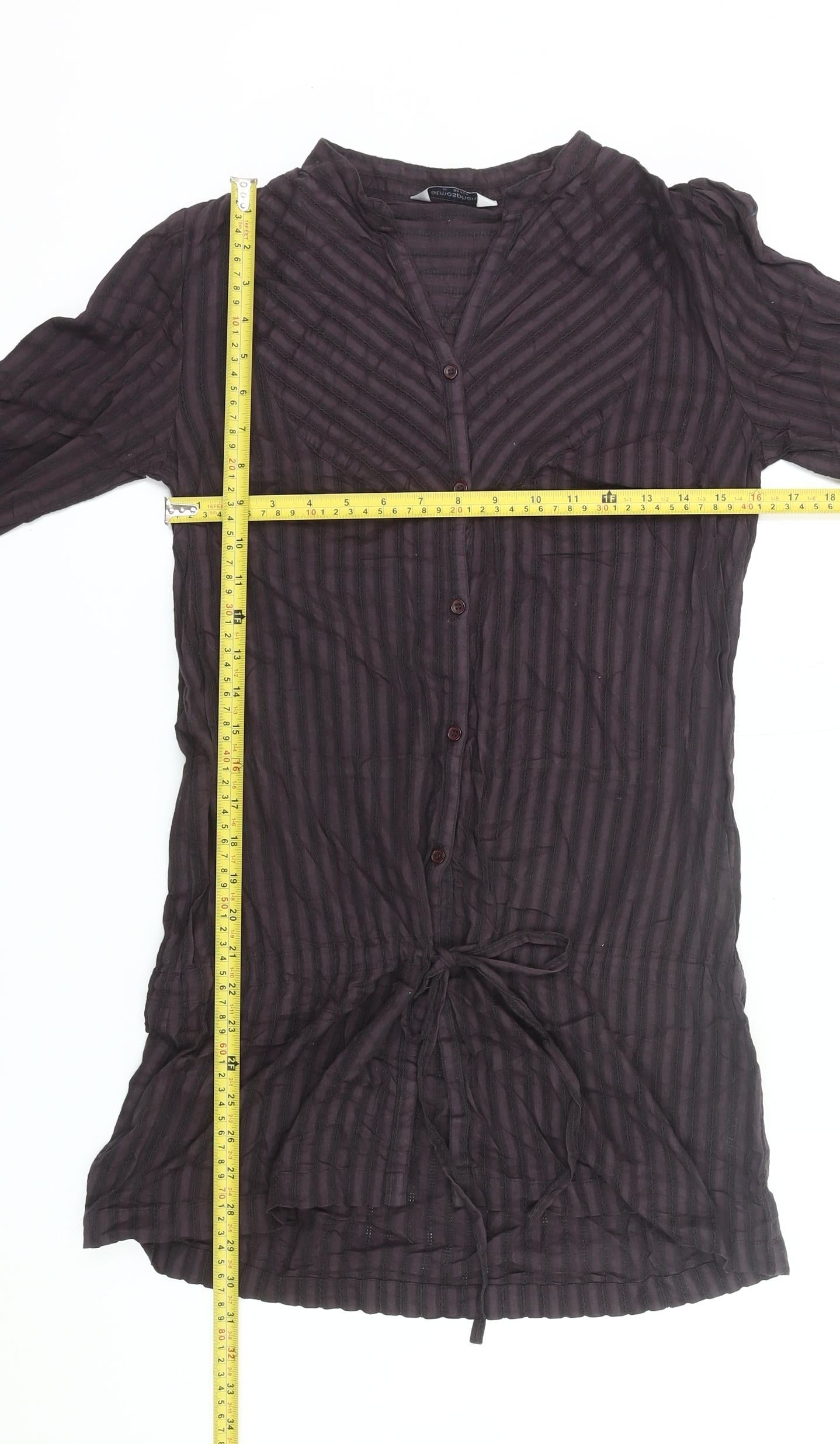 Atmosphere Women’s Brown Striped Tunic Blouse Size 10 V-Neck