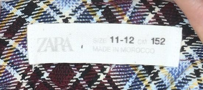 Zara Girls Multicoloured Plaid Pleated Skort 11-12 Years School Casual